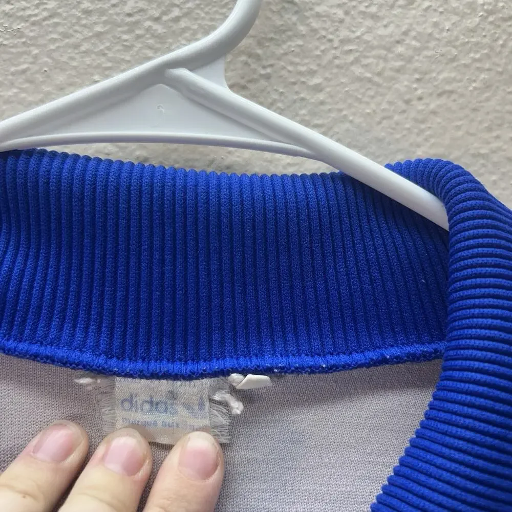 Vintage 70s/80s Adidas Trefoil Track Jacket – Blue & Gray Beckenbauer Style Sz S